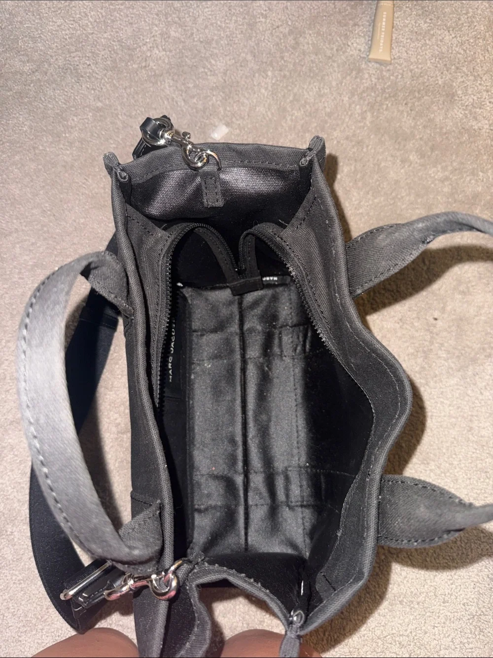 Marc Jacobs Black Canvas Tote with White Logo
